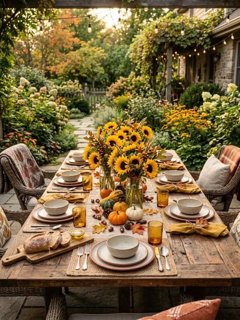 Sunflower bunches in mason jars