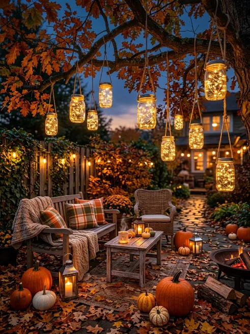 Twinkling mason jar lanterns