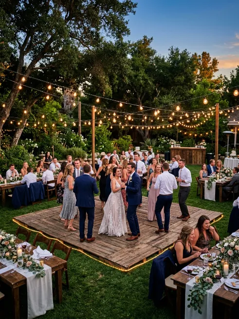 Use a wooden pallet dance floor