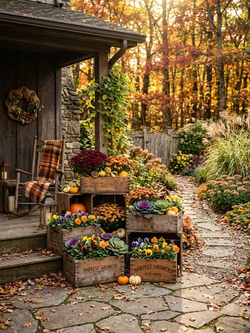Wooden crate planters