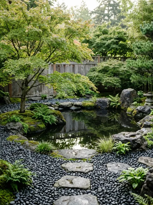 Zen style pond with minimal planting